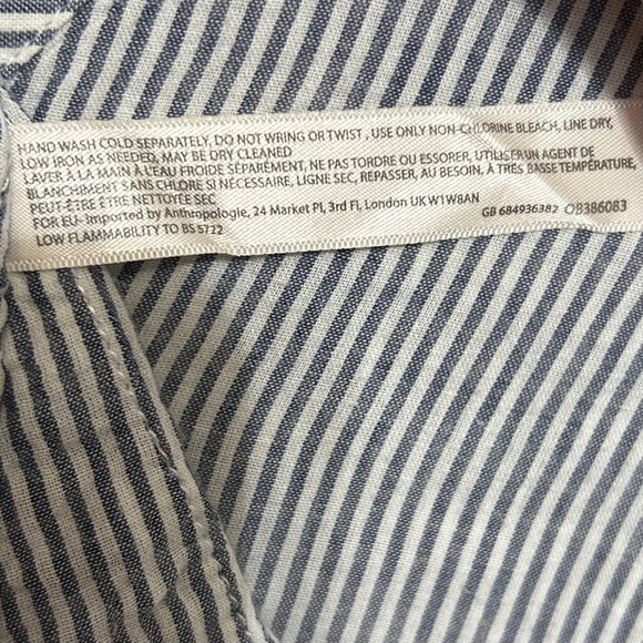 Women's Striped Tunic Popover XS/S Oversized Gray White Blue Tassel Lagenlook - Picture 7 of 7